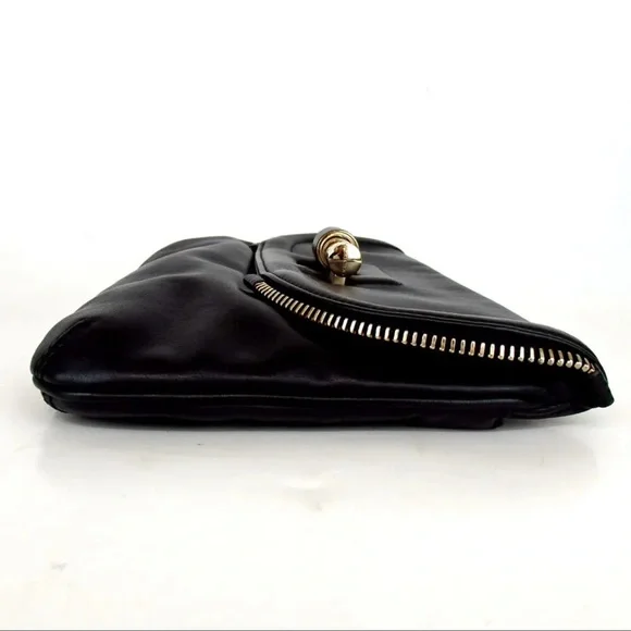 JIMMY CHOO EUC Authentic Leather Clutch Bag Slide Bar Closure - Picture 7 of 8